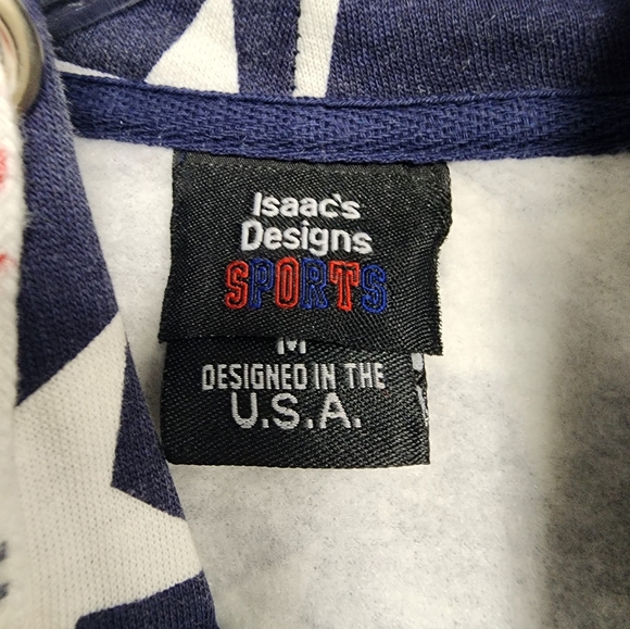 ISAAC'S DESIGNS STARS STRIPES AMERICAN FLAG PATRIOTIC HOODIE MEDIUM MENS WOMENS - Picture 3 of 4